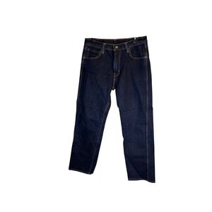 Levis Workwear Fit Mens Dark Indigo Denim Jeans Straight Leg 32x32 Button Fly